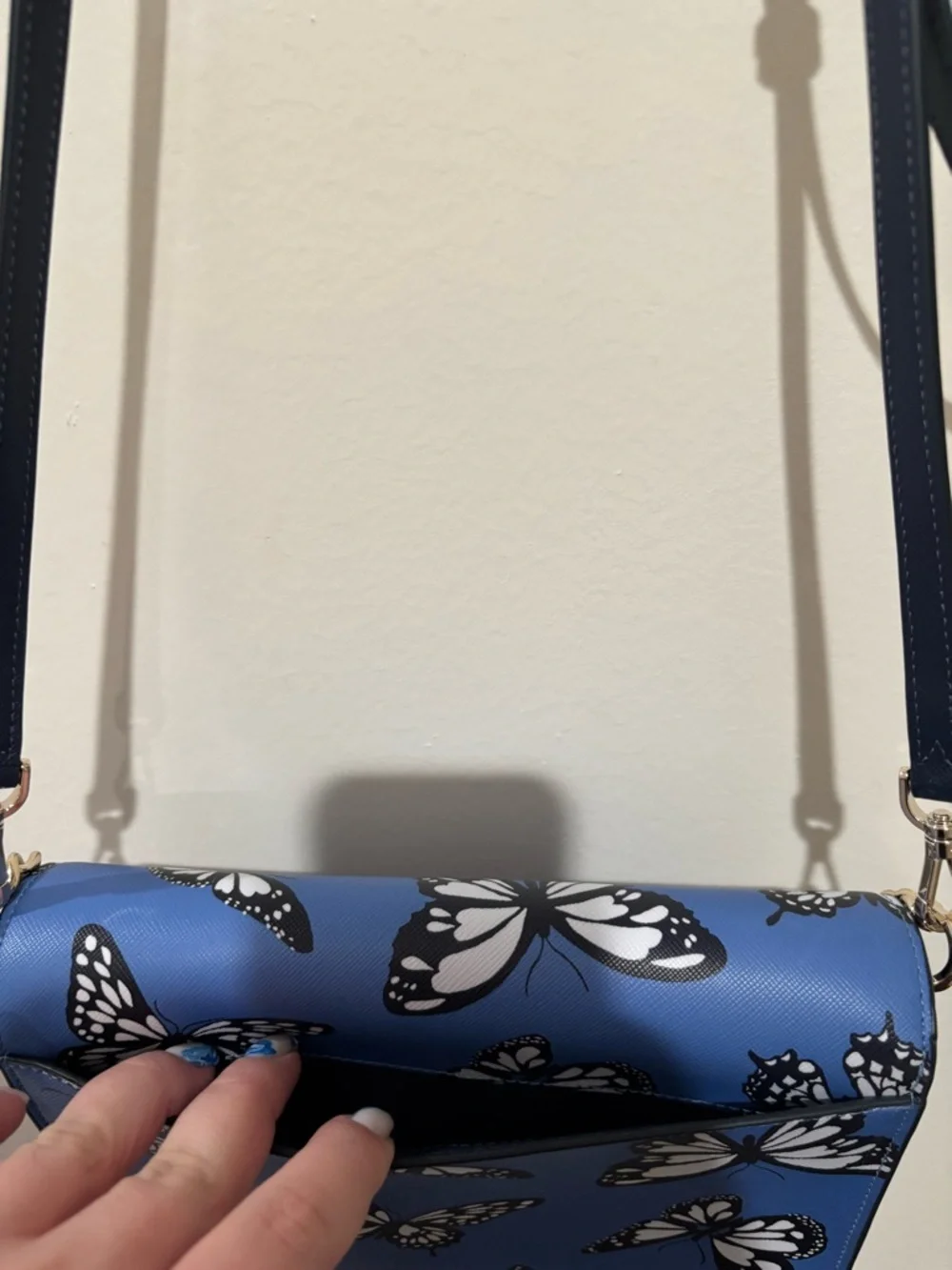 kate spade blue butterfly print crossbody bag